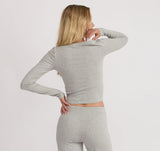 EVERYDAY SCOOP NECK LONG SLEEVE TEE - GREY MELANGE