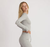 EVERYDAY SCOOP NECK LONG SLEEVE TEE - GREY MELANGE