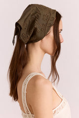 Embroidered Headscarf - Khaki