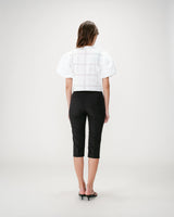 Embroidered tie-front blouse with balloon sleeves white Wylette