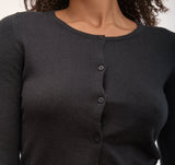 FINE KNIT CROPPED CARDIGAN - BLACK