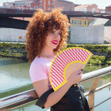 FISURA Abanico yellow pink stripes