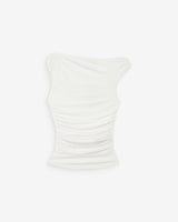 Fitted asymmetric draped top ivoire Vodia