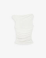 Fitted asymmetric draped top ivoire Vodia