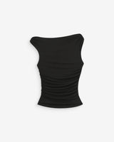 Fitted asymmetric draped top noir Vodia