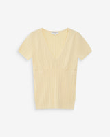 Fitted short-sleeve V-neck sweater vanille Velyor