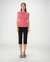 Fitted striped boat-neck T-shirt rouge Wake