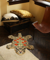 Floral White Tiger Rug Small