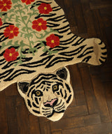 Floral White Tiger Rug Small