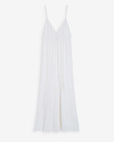Flowing long cotton V-neck dress with straps white Wynora