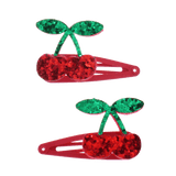 Glitter hair clips - Cherry
