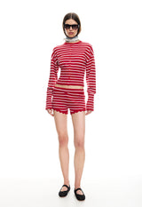 HEAD IN THE CLOUDS CARDI - CRIMSON STRIPE