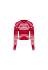 HEAD IN THE CLOUDS CARDI - CRIMSON STRIPE