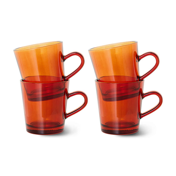 HKLiving 70s glassware coffee cups Amber Brown set 