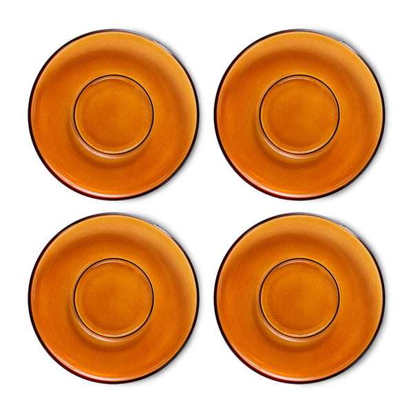 HKLiving 70s glassware saucers Amber Brown set 