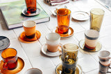 HKLiving 70s glassware saucers Amber Brown set