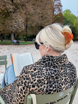 Hand-Painted Bow Croissant Claw Hair Clip