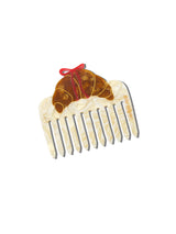Hand-painted Croissant Bow Pocket Hair Comb