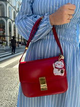 Hand-painted Lucky Cat Bag Charm + Keychain