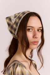 Headband With Lace Detail - Cardamon Check