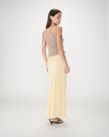 High-waisted flared long skirt jaune Winda