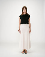 High-waisted flared long skirt sable Winda