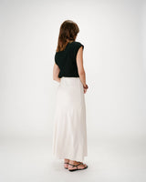 High-waisted flared long skirt sable Winda