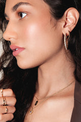 Jolie Ring Goldplated Sterling Silver Bar Black & White