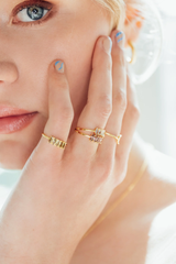 Jolie Ring Goldplated Sterling Silver Oval Bar Aquamarine