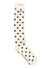 KNEE HIGH POKA DOT SOCKS - CREAM & BLACK