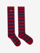 KNEE HIGH STRIPE SOCKS - RED & NAVY