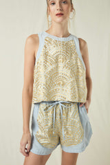 SHORTS NEW TRIANGLE - LIGHT GREY/GOLD
