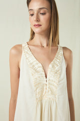 DRESS MAXI NEW TRIANGLE - NATURAL/CHAMPAGNE