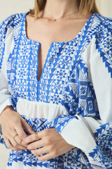 BLOUSE CLASSIC TRIANGLE - WHITE/BLUE