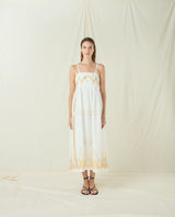 DRESS MAXI ROOTS STRAPS - WHITE/GOLD