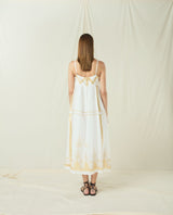 DRESS MAXI ROOTS STRAPS - WHITE/GOLD