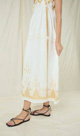 DRESS MAXI ROOTS STRAPS - WHITE/GOLD
