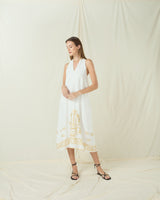 DRESS MAXI CRETE SLEEVELESS - WHITE/GOLD