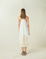 DRESS MAXI CRETE SLEEVELESS - WHITE/GOLD