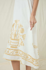 DRESS MAXI CRETE SLEEVELESS - WHITE/GOLD