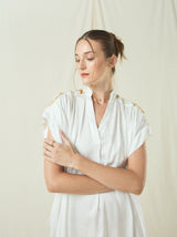 DRESS LONG ROOTS - WHITE/GOLD