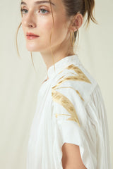 DRESS LONG ROOTS - WHITE/GOLD