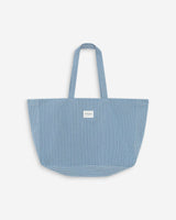 Large cotton denim tote bag stripedblue Vacation
