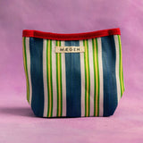 Maegen Pouch - Red Binding - Blue/Green Stripe