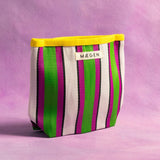 Maegen Pouch - Yellow Binding - Pink/Green Stripe