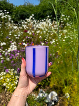 Maegen Atina Stripe Drinking Glass - Navy/Lilac
