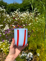 Maegen Atina Stripe Drinking Glass - Blue/Red