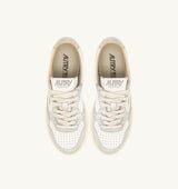 MEDALIST LOW BICOLOR SNEAKERS IN WHITE AND SILVER LEATHER (WOMAN)
