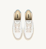 MEDALIST LOW SNEAKERS IN WHITE AND FORGET ME NOT SUEDE AND LEATHER (WOMAN)