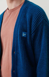 MEN'S CARDIGAN CRASHWAY - BLEU DE PRUSSE CHINE